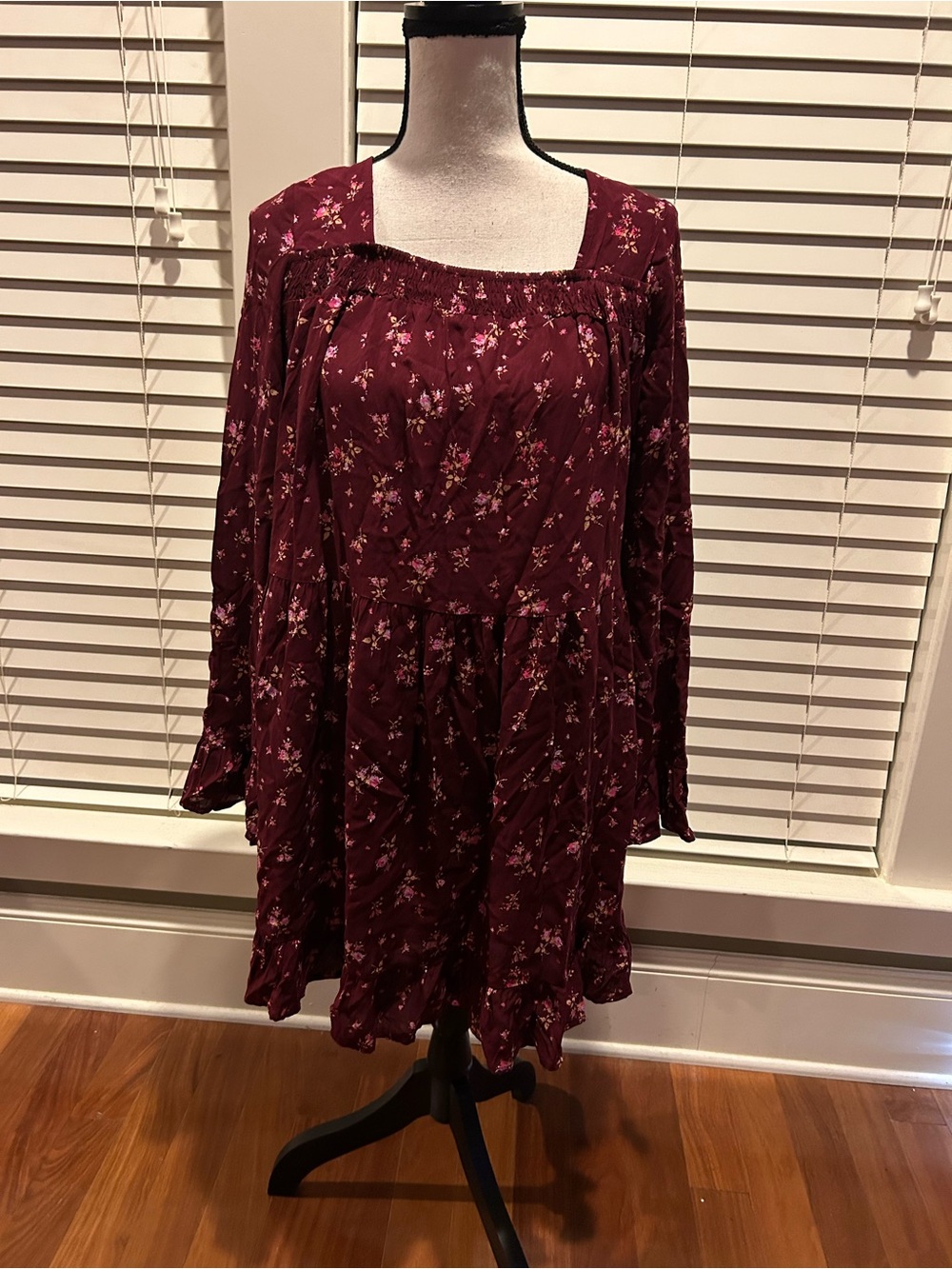 Love Fire Dress Small Wine Berry Floral Flounce Babydoll Bloomcore NWT